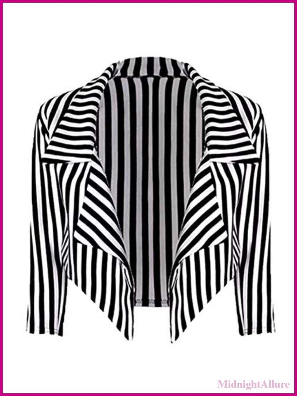 Loxdonz Women's Striped Waterfall Cropped Blazer 3/4 Sleeve Open Front